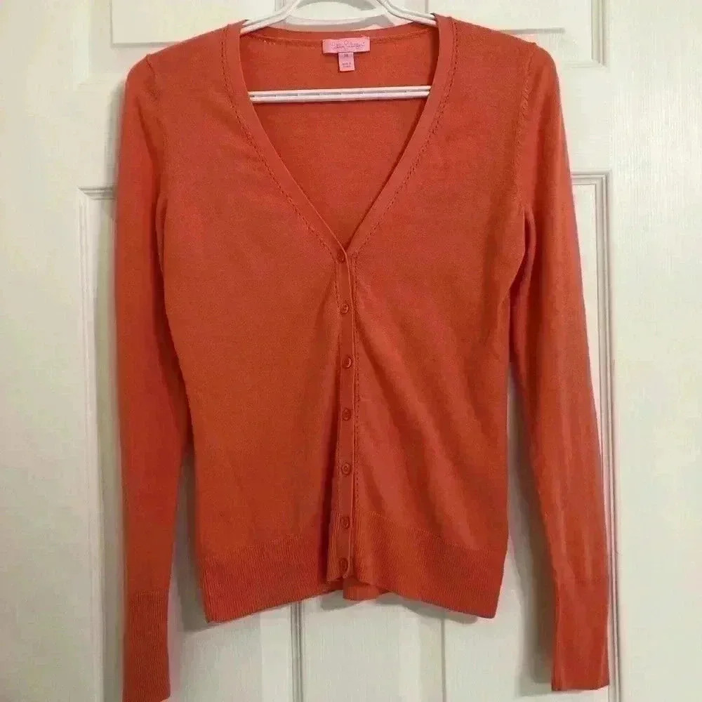 Lilly Pulitzer Pink Cardigan V-Neck Size Medium